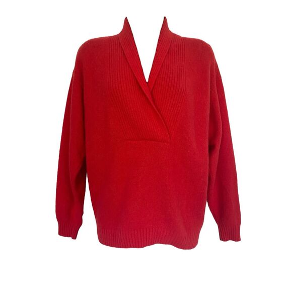 Vintage Vogue Alley Lambwool/Angora Dropped Shoulder Red Sweater Sz M - Picture 1 of 5